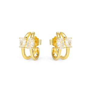 COLOUR WAVE EARRINGS 149859/020 GOLD WHITE CZ