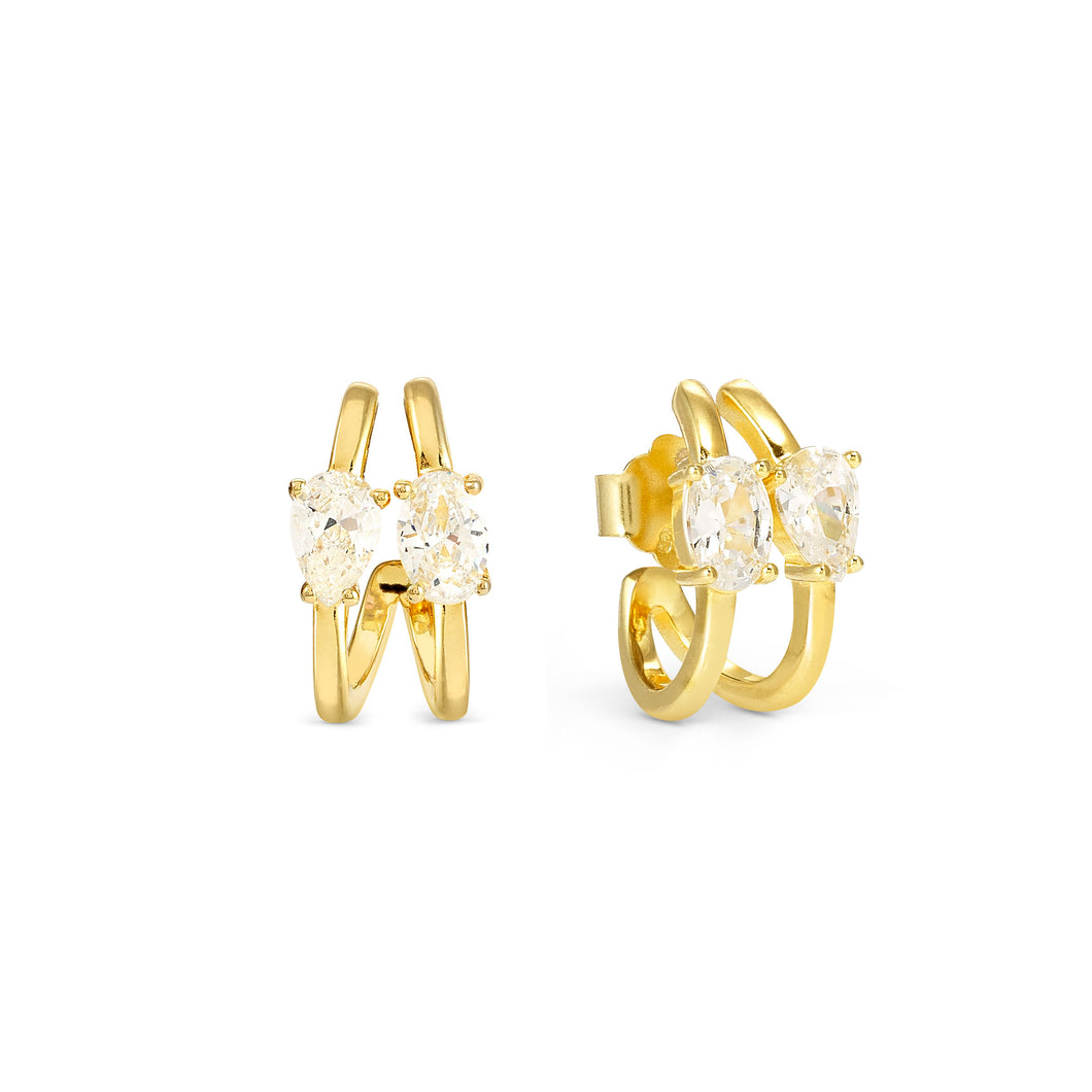 COLOUR WAVE EARRINGS 149859/020 GOLD WHITE CZ