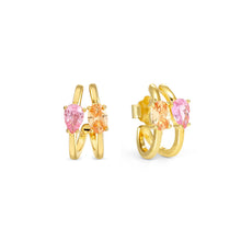 Load image into Gallery viewer, COLOUR WAVE EARRINGS 149859/024 GOLD PINK &amp; CHAMPAGNE CZ
