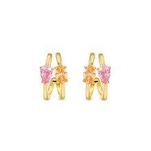 Load image into Gallery viewer, COLOUR WAVE EARRINGS 149859/024 GOLD PINK &amp; CHAMPAGNE CZ
