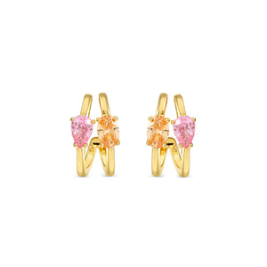 COLOUR WAVE EARRINGS 149859/024 GOLD PINK & CHAMPAGNE CZ