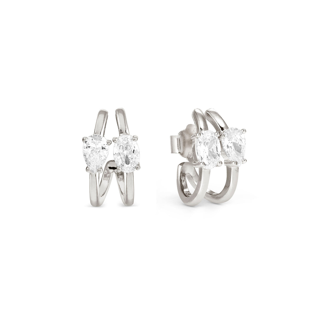 COLOUR WAVE EARRINGS 149859/031 STERLING SILVER WHITE CZ