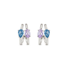 Load image into Gallery viewer, COLOUR WAVE EARRINGS 149859/061 STERLING SILVER BLUE &amp; LAVENDER CZ
