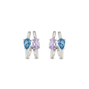COLOUR WAVE EARRINGS 149859/061 STERLING SILVER BLUE & LAVENDER CZ