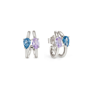 COLOUR WAVE EARRINGS 149859/061 STERLING SILVER BLUE & LAVENDER CZ
