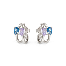 Load image into Gallery viewer, COLOUR WAVE EARRINGS 149859/061 STERLING SILVER BLUE &amp; LAVENDER CZ
