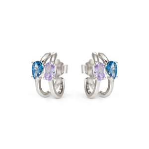 COLOUR WAVE EARRINGS 149859/061 STERLING SILVER BLUE & LAVENDER CZ