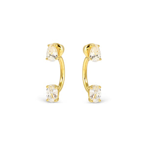 COLOUR WAVE AURORA EARRINGS 149860/020 GOLD WHITE CZ