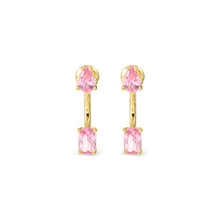 Load image into Gallery viewer, COLOUR WAVE AURORA EARRINGS 149860/021 GOLD PINK CZ
