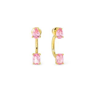 COLOUR WAVE AURORA EARRINGS 149860/021 GOLD PINK CZ