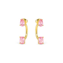 Load image into Gallery viewer, COLOUR WAVE AURORA EARRINGS 149860/021 GOLD PINK CZ
