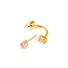 Load image into Gallery viewer, COLOUR WAVE AURORA EARRINGS 149860/024 GOLD PINK &amp; CHAMPAGNE CZ
