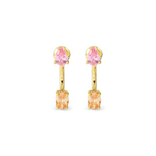 Load image into Gallery viewer, COLOUR WAVE AURORA EARRINGS 149860/024 GOLD PINK &amp; CHAMPAGNE CZ
