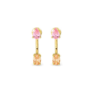 COLOUR WAVE AURORA EARRINGS 149860/024 GOLD PINK & CHAMPAGNE CZ
