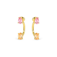Load image into Gallery viewer, COLOUR WAVE AURORA EARRINGS 149860/024 GOLD PINK &amp; CHAMPAGNE CZ

