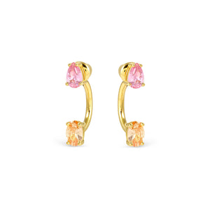 COLOUR WAVE AURORA EARRINGS 149860/024 GOLD PINK & CHAMPAGNE CZ