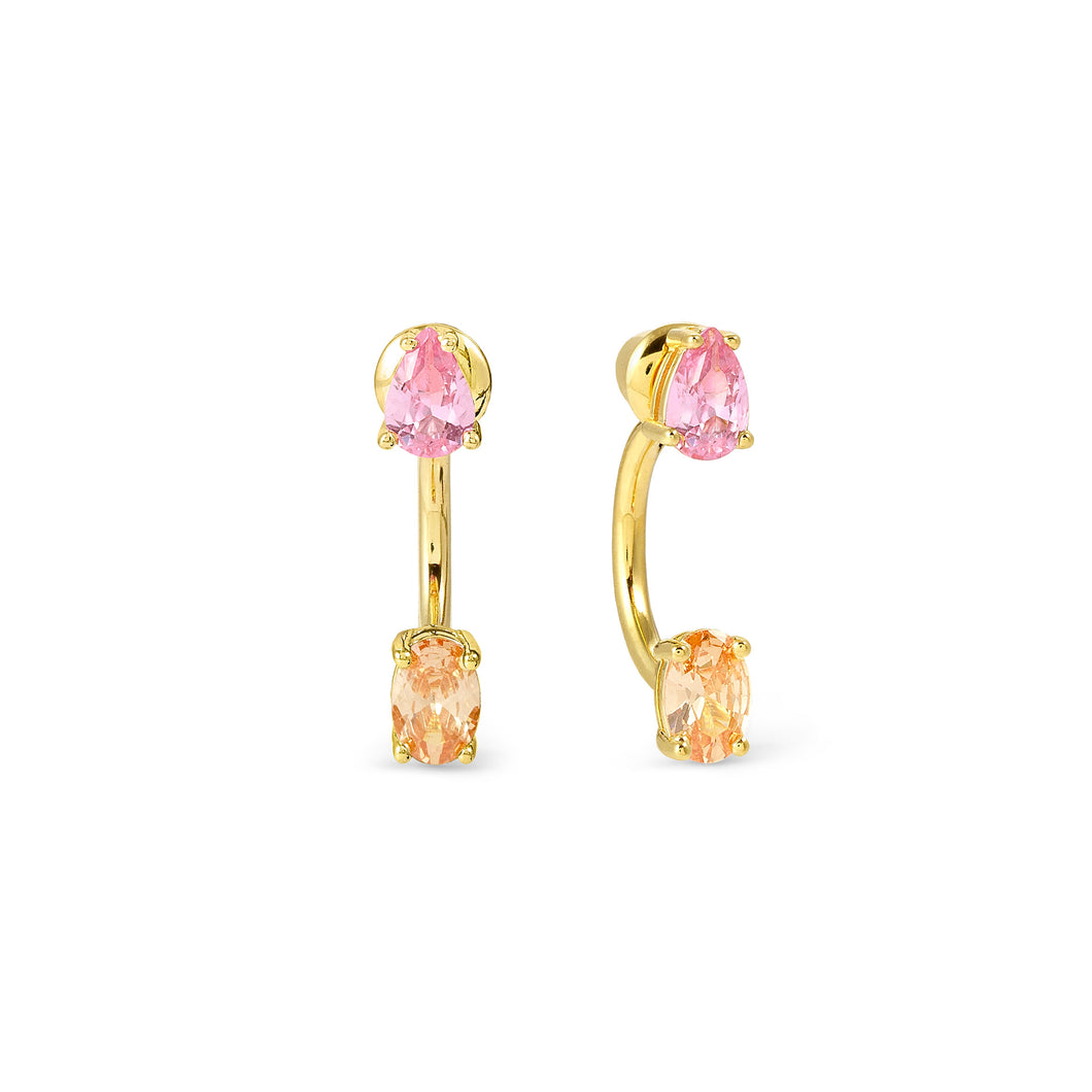 COLOUR WAVE AURORA EARRINGS 149860/024 GOLD PINK & CHAMPAGNE CZ
