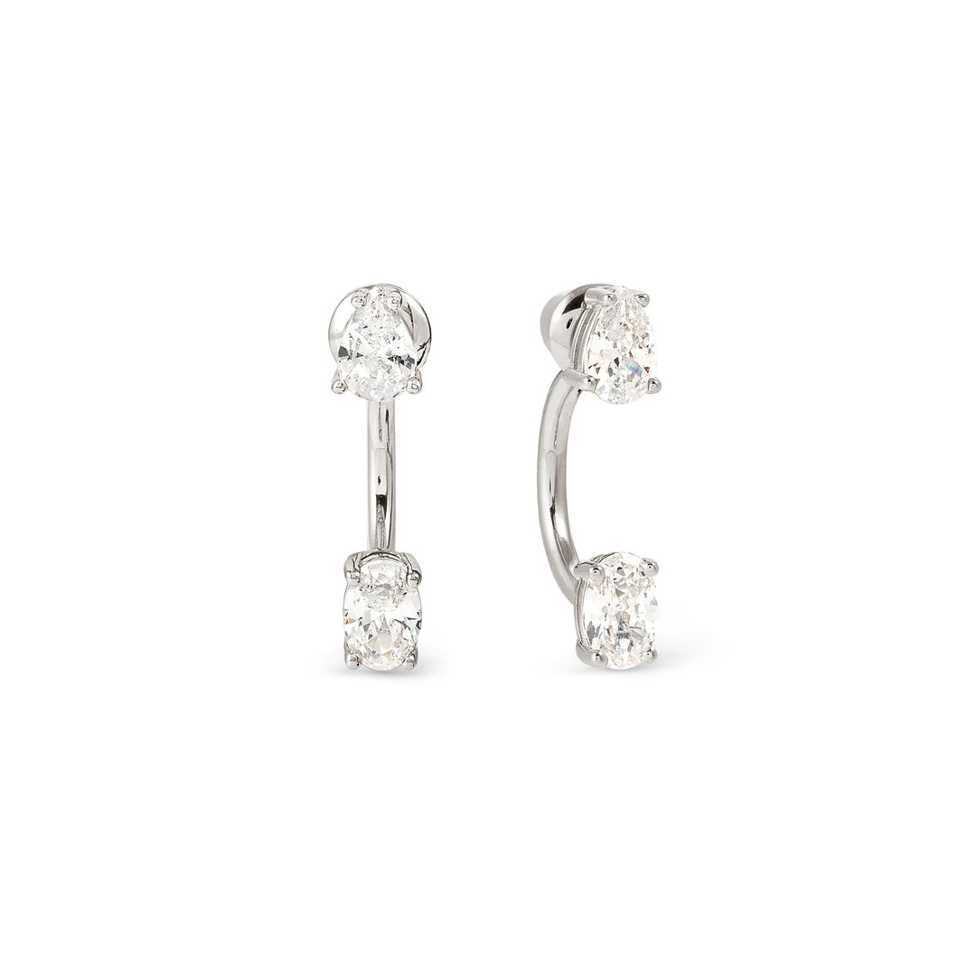 COLOUR WAVE AURORA EARRINGS 149860/031 STERLING SILVER WHITE CZ