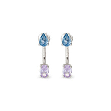Load image into Gallery viewer, COLOUR WAVE AURORA EARRINGS 149860/061 STERLING SILVER BLUE &amp; LAVENDER CZ
