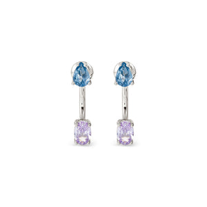 COLOUR WAVE AURORA EARRINGS 149860/061 STERLING SILVER BLUE & LAVENDER CZ