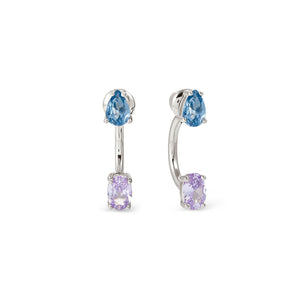 COLOUR WAVE AURORA EARRINGS 149860/061 STERLING SILVER BLUE & LAVENDER CZ