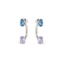 Load image into Gallery viewer, COLOUR WAVE AURORA EARRINGS 149860/061 STERLING SILVER BLUE &amp; LAVENDER CZ
