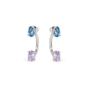 COLOUR WAVE AURORA EARRINGS 149860/061 STERLING SILVER BLUE & LAVENDER CZ