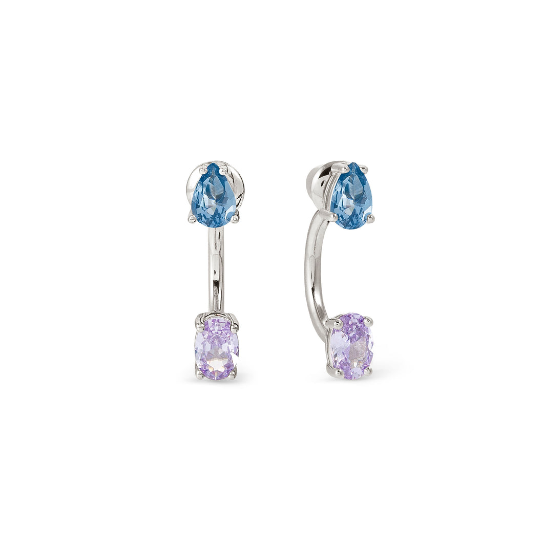 COLOUR WAVE AURORA EARRINGS 149860/061 STERLING SILVER BLUE & LAVENDER CZ