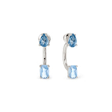 Load image into Gallery viewer, COLOUR WAVE AURORA EARRINGS 149860/062 STERLING SILVER BLUE &amp; LIGHT BLUE CZ
