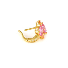 Load image into Gallery viewer, COLOUR WAVE EARRINGS 149861/024 GOLD PINK &amp; CHAMPAGNE SQUARE CZ
