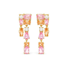 Load image into Gallery viewer, COLOUR WAVE DROP EARRINGS 149862/024 GOLD PINK &amp; CHAMPAGNE CZ
