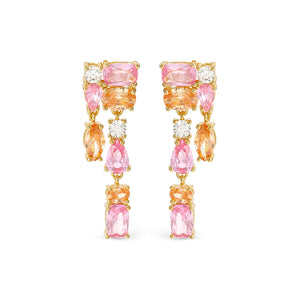COLOUR WAVE DROP EARRINGS 149862/024 GOLD PINK & CHAMPAGNE CZ