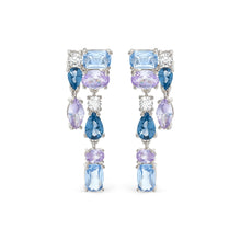 Load image into Gallery viewer, COLOUR WAVE DROP EARRINGS 149862/061 STERLING SILVER BLUE &amp; LAVENDER CZ
