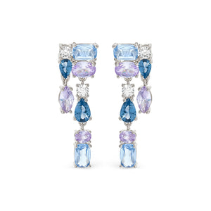 COLOUR WAVE DROP EARRINGS 149862/061 STERLING SILVER BLUE & LAVENDER CZ