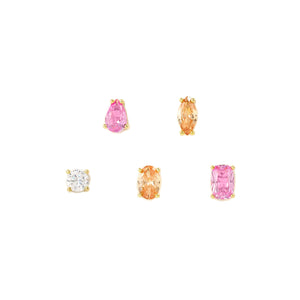 COLOUR WAVE EAR STUDS 149864/024 GOLD PINK CHAMPAGNE CZ