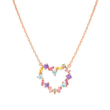 Load image into Gallery viewer, COLOUR WAVE MINI NECKLACE 149885/063 ROSE GOLD MULTICOLOURED CZ HEART
