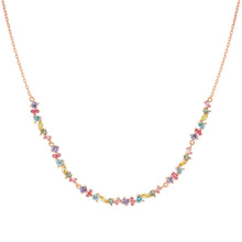 Load image into Gallery viewer, COLOUR WAVE MINI NECKLACE 149886/063 ROSE GOLD &amp; MULTICOLOURED CZ

