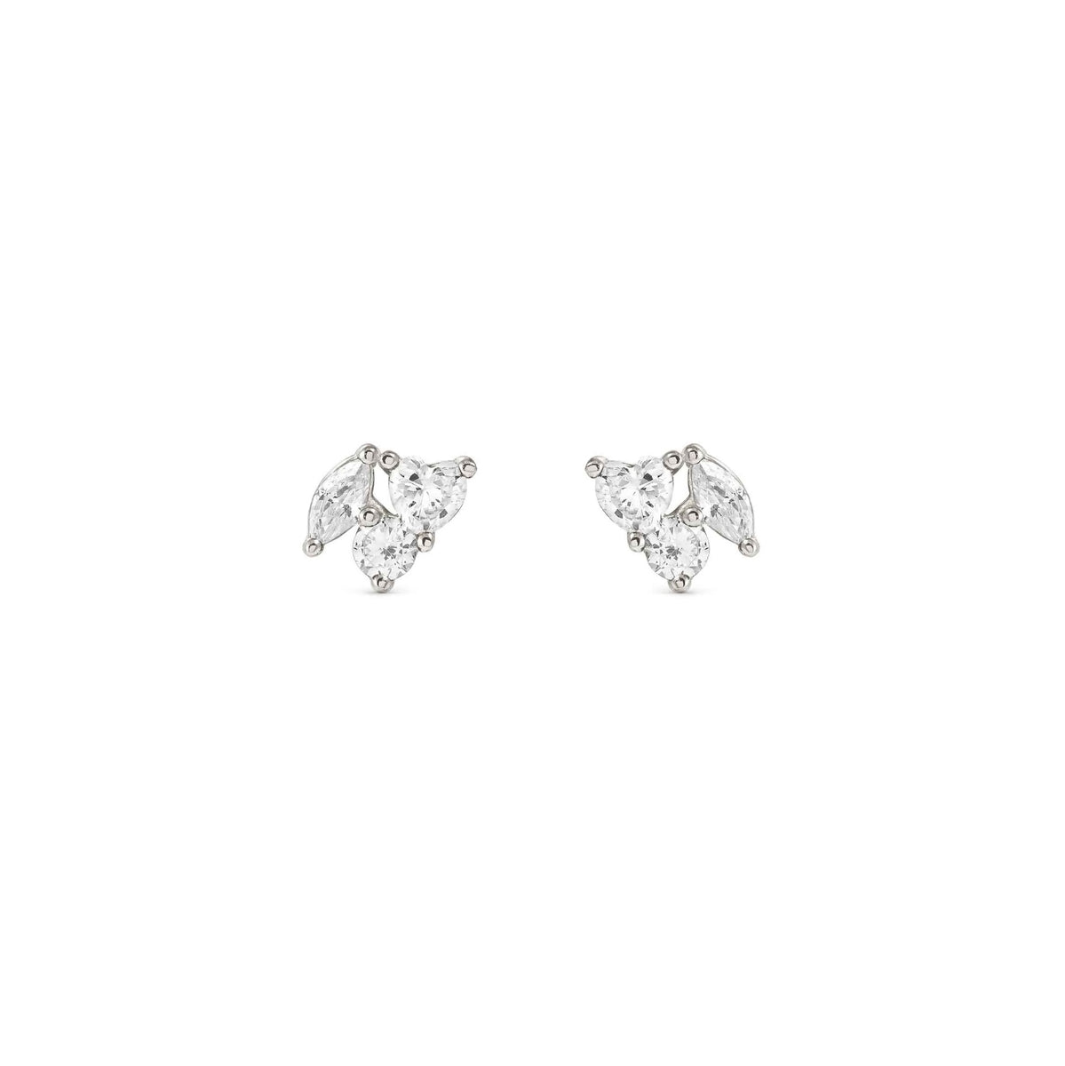 COLOUR WAVE MINI EARRINGS 149887/031 SILVER & WHITE CZ STUDS – Nomination