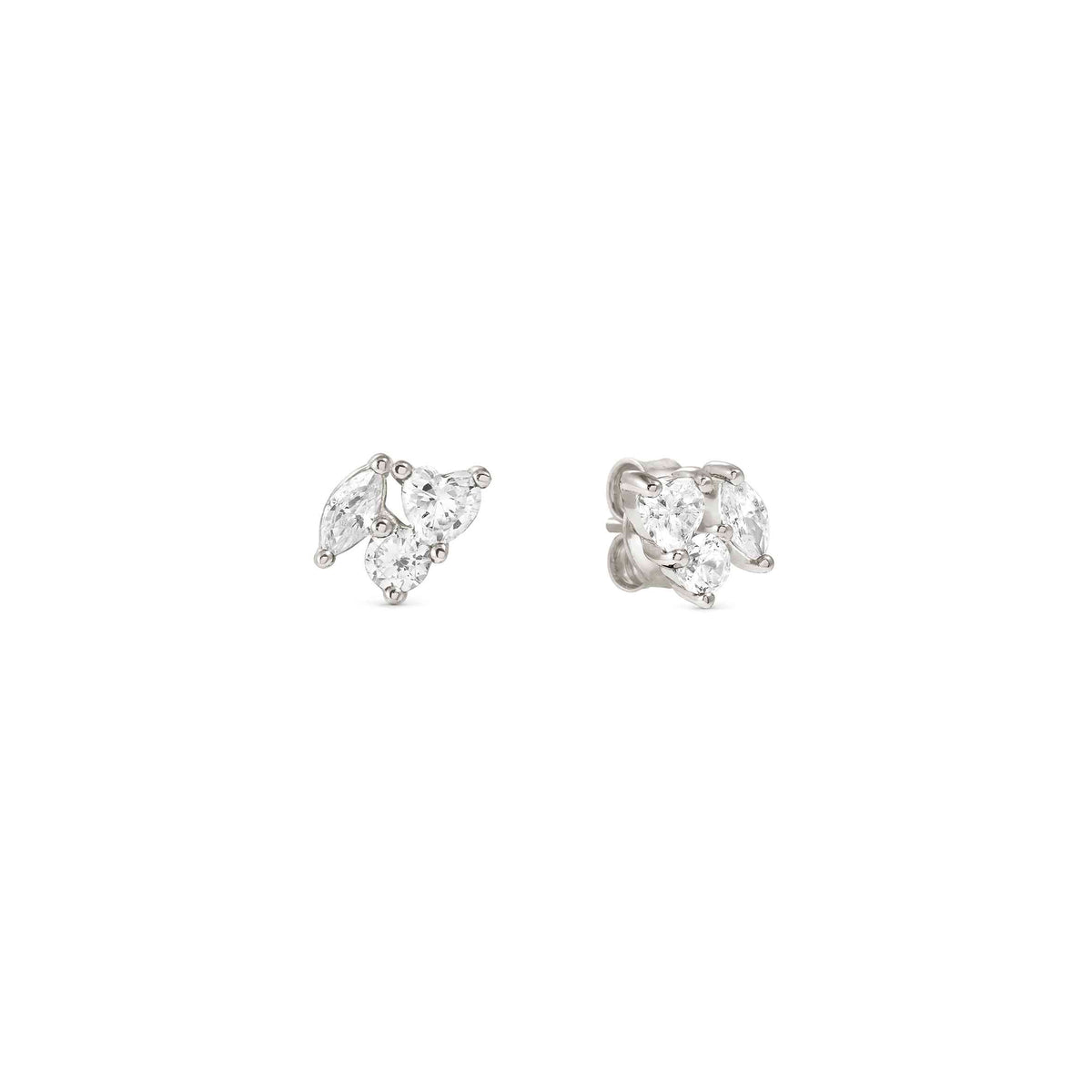 COLOUR WAVE MINI EARRINGS 149887/031 SILVER & WHITE CZ STUDS – Nomination