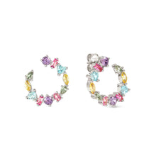 Load image into Gallery viewer, COLOUR WAVE MINI EARRINGS 149888/061 SILVER CIRCULAR MULTICOLOURED CZ STUDS
