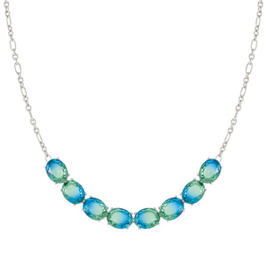 SYMBIOSI NECKLACE 240804/025 SILVER WITH BLUE AND GREEN TWO-TONE STONES