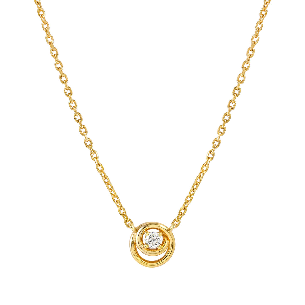 COSMIC LOVE NECKLACE 241706/054 GOLD SMALL CIRCLE WITH WHITE CZ