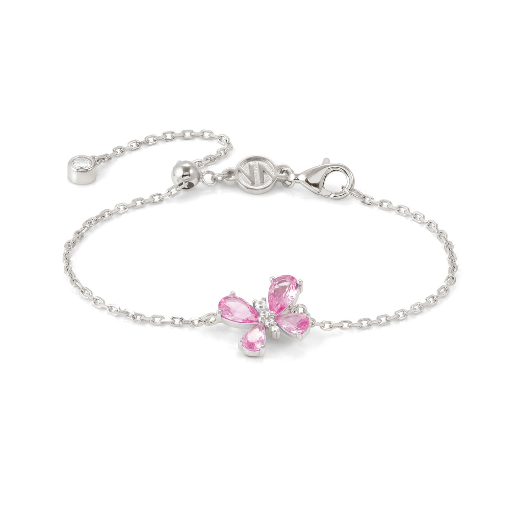 SHINE ME UP SILVER BRACELET 241901/007 BUTTERFLY WITH PINK CZ