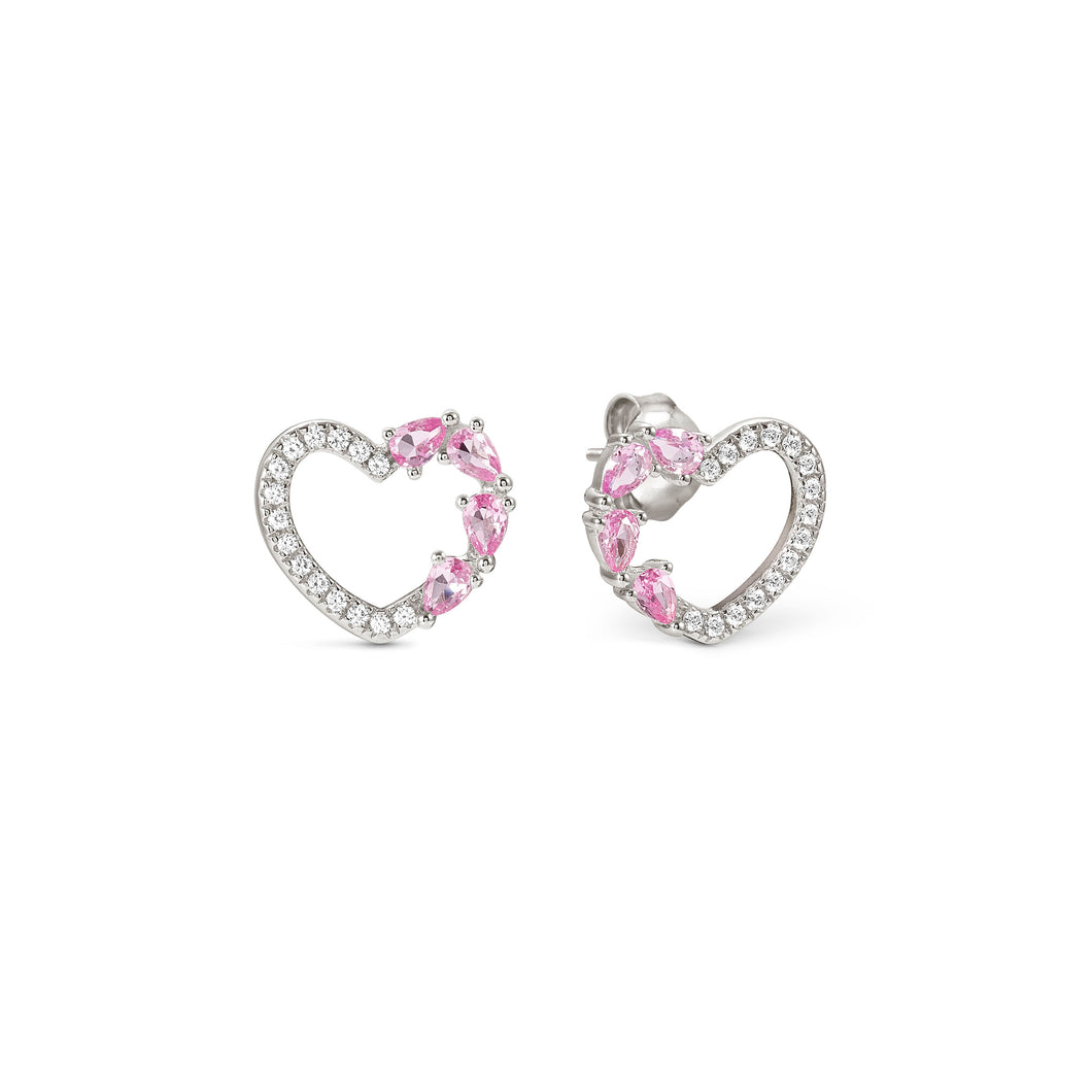 SHINE ME UP EARRINGS 241903/004 SMALL HEART STUDS WITH PINK CZ