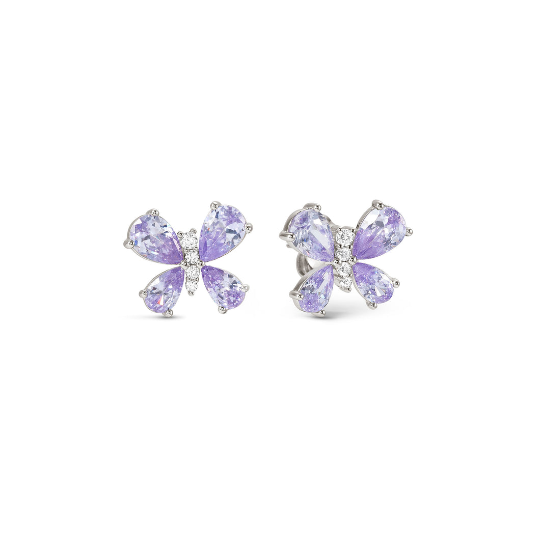 SHINE ME UP EARRINGS 241903/006 SMALL BUTTERFLY STUDS WITH LILAC CZ