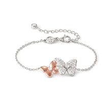 Load image into Gallery viewer, SWEETMADAME SILVER &amp; ROSE GOLD BRACELET 242006/041 TWIN BUTTERFLY WHITE CZ
