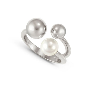 FASHION ERA SILVER RING 242202/010 TRIPLE SPHERES WITH PEARL