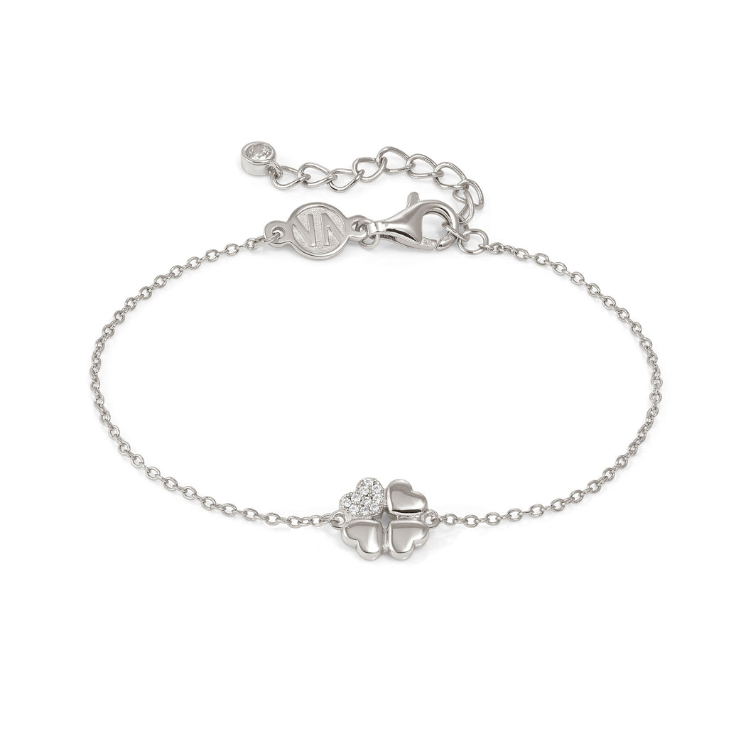 PETIT SPARKLE BRACELET 242300/001 STERLING SILVER FOUR LEAF CLOVER WITH CZ