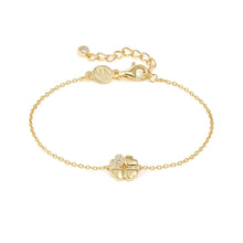Load image into Gallery viewer, PETIT SPARKLE BRACELET 242300/003 GOLD FOUR LEAF CLOVER WITH CZ
