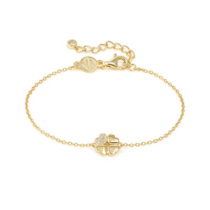 PETIT SPARKLE BRACELET 242300/003 GOLD FOUR LEAF CLOVER WITH CZ